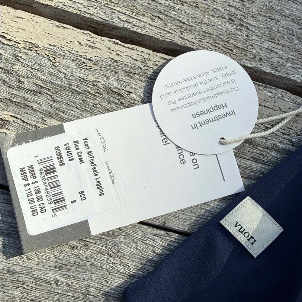 Vuori AllTheFeels legging size Small NWT BLUE COAST - Picture 2 of 5